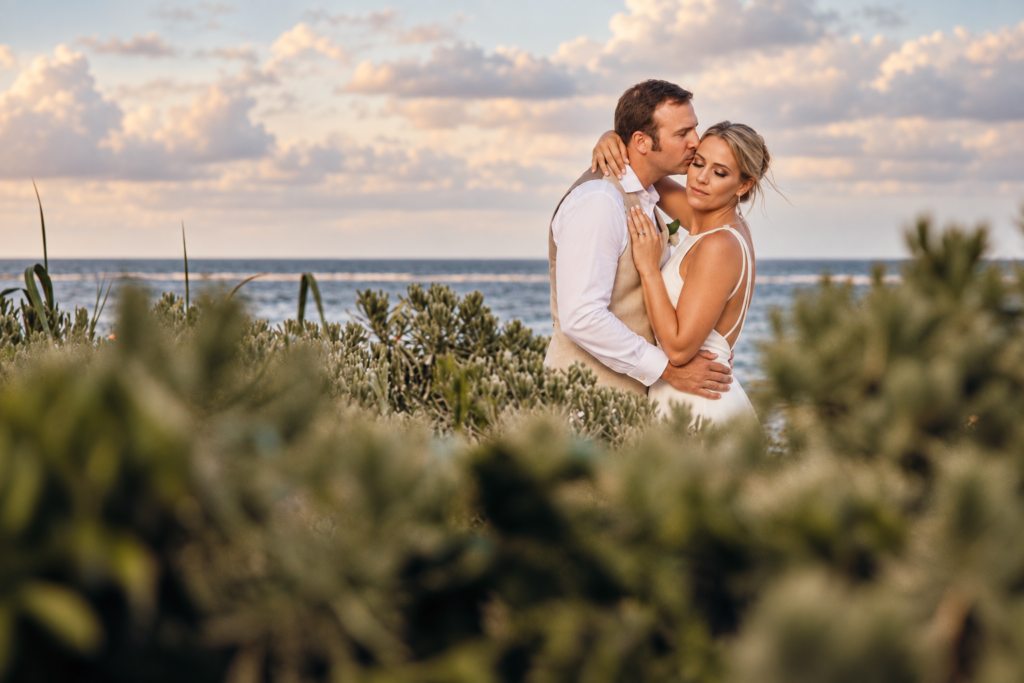 Romantic sunset wedding portrait on the Riviera Maya Romantic sunset wedding portrait on the Riviera Maya